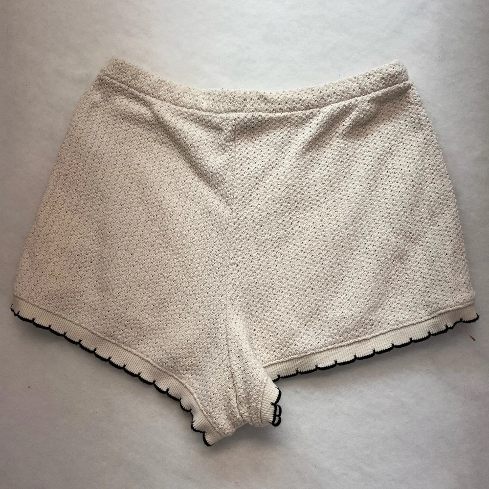 Zara Star Wars Shorts Womens Medium Cream Knit Drawstring Mandalorian Baby Yoda - Picture 3 of 9